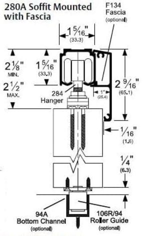 Husky 200 Soffit Mount with Fascia Sliding Door Hardware Kit